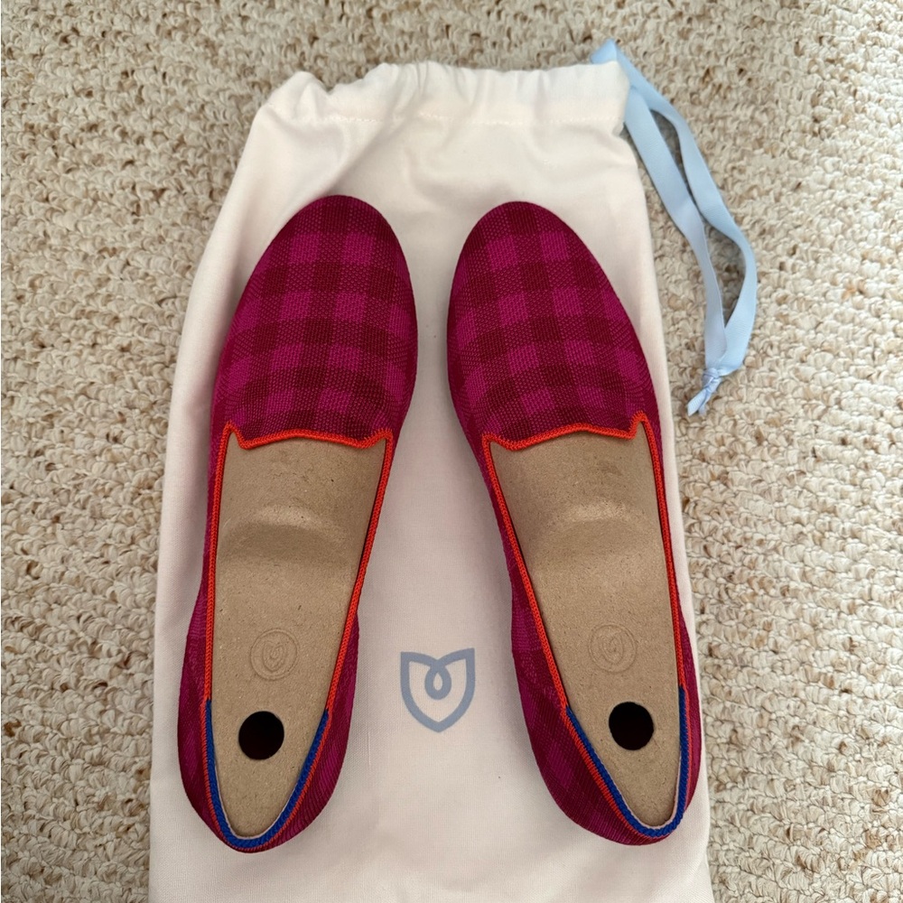 Rothy's Pink Checkered Loafers